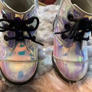 Wonder Nation Iridescent Shine Moto Boots 6